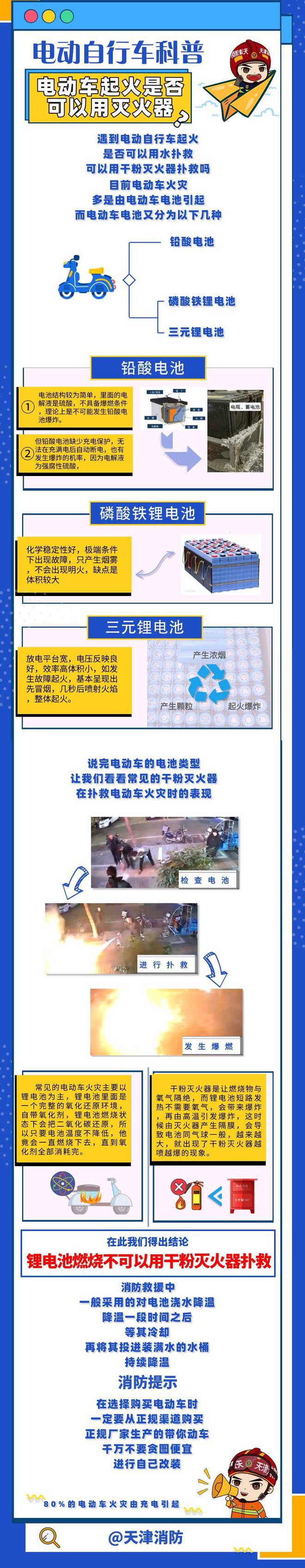 天津：電動自行車起火能用滅火器？(圖1)